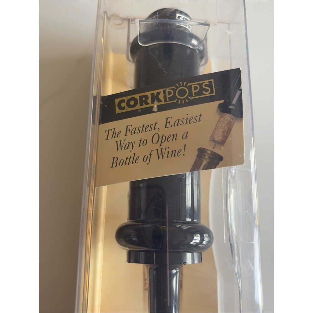 Cork Pops 12237 Black Cork Pop I Original Wine Bottle Opener 2002 Made USA New